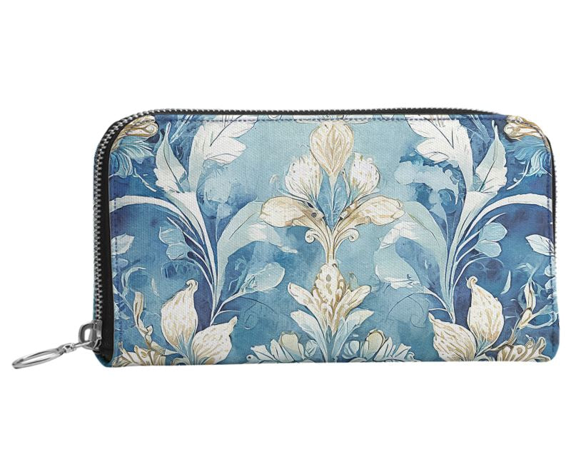 Handgemachte Damen-Geldbörse aus Leder mit Blumenmuster