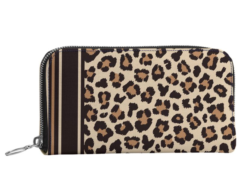 Handgemachte Damen-Geldbörse aus Leder mit Leopard Muster