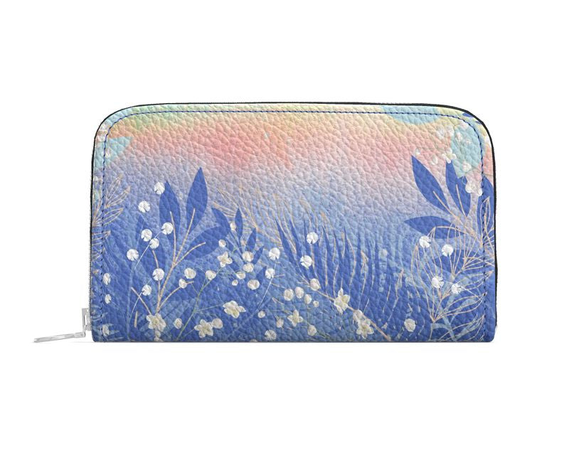 Handgemachte Damen-Geldbörse aus Leder mit Blumen Muster