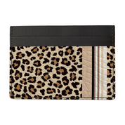 Handgemachtes Kartenetui aus Leder mit Leopard Design für Damen