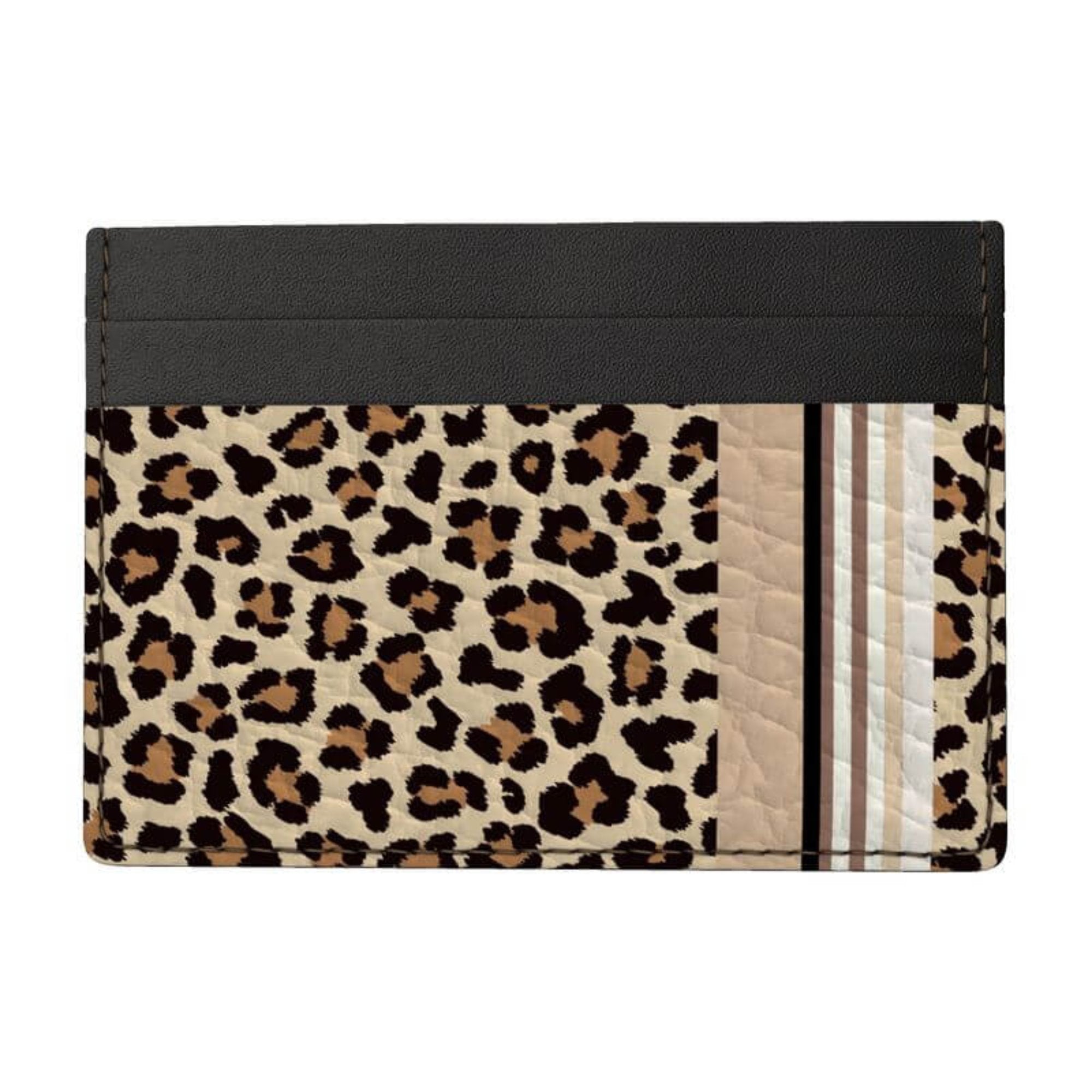 Handgemachtes Kartenetui aus Leder mit Leopard Design für Damen, luxury leather card hold