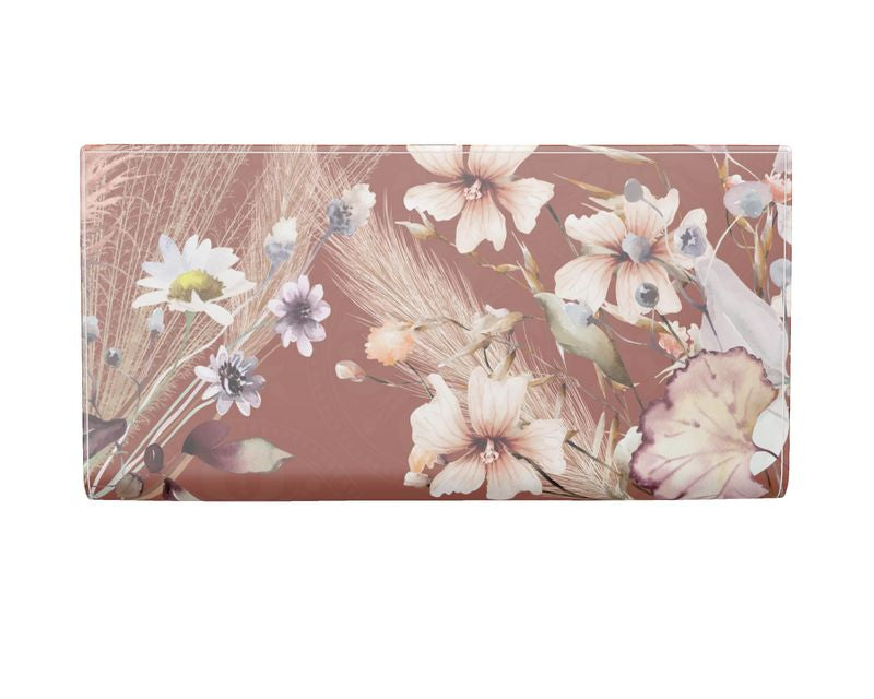 Handgemachtes Reiseportemonnaie aus Leder mit Blumenmuster