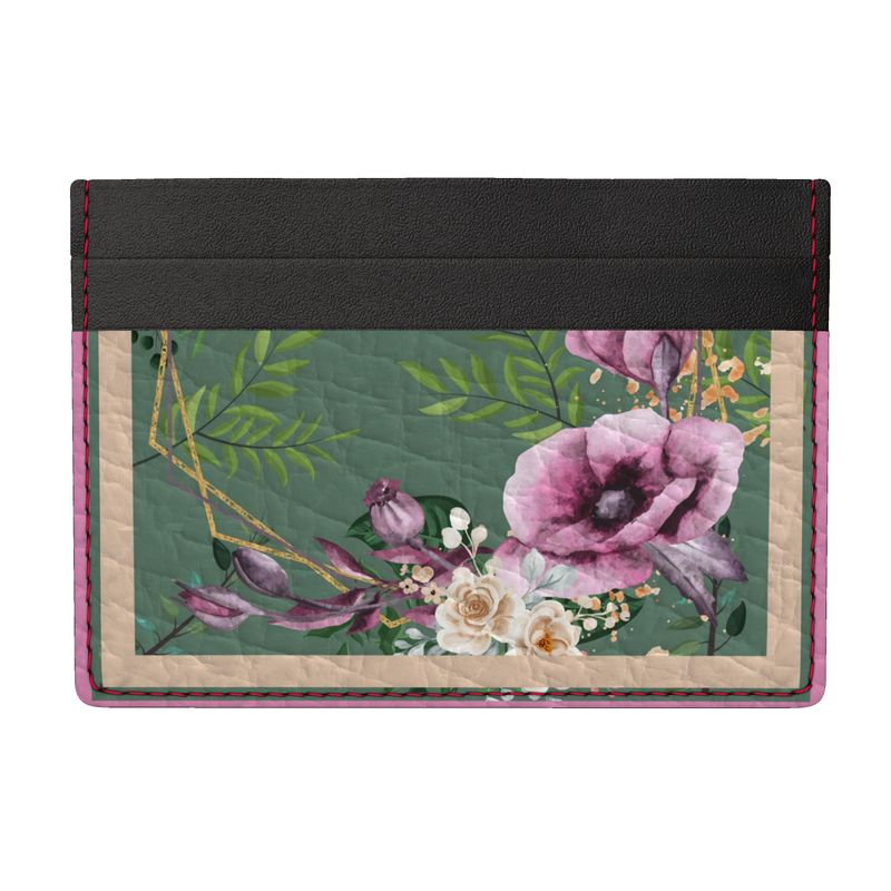 Handgemachtes Kartenetui aus Leder mit Blumenmuster und elegantem Design