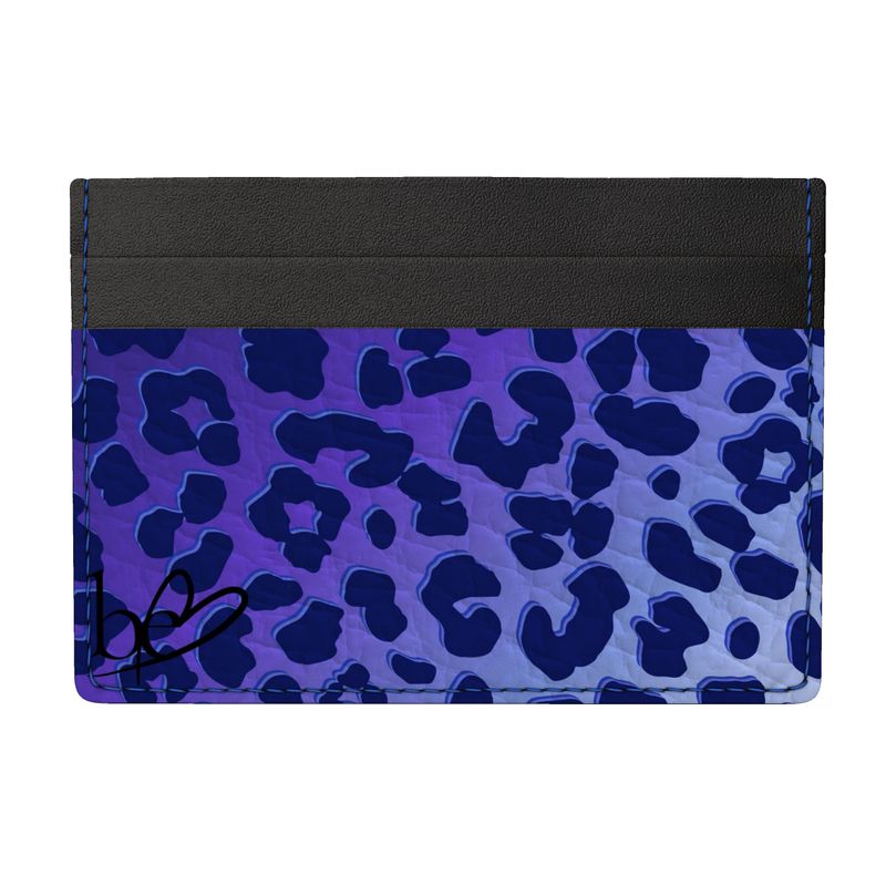 Handgemachtes Kartenetui aus Leder mit Leopard Design für Damen