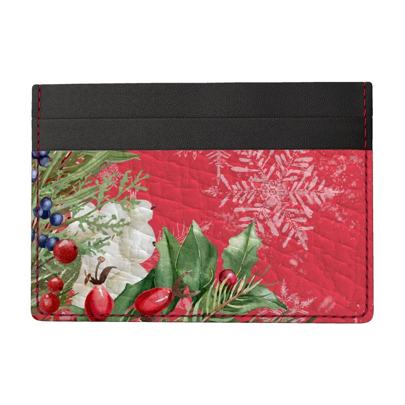 Handgemachtes Kartenetui aus Leder mit Weihnachtsmuster und elegantem Design