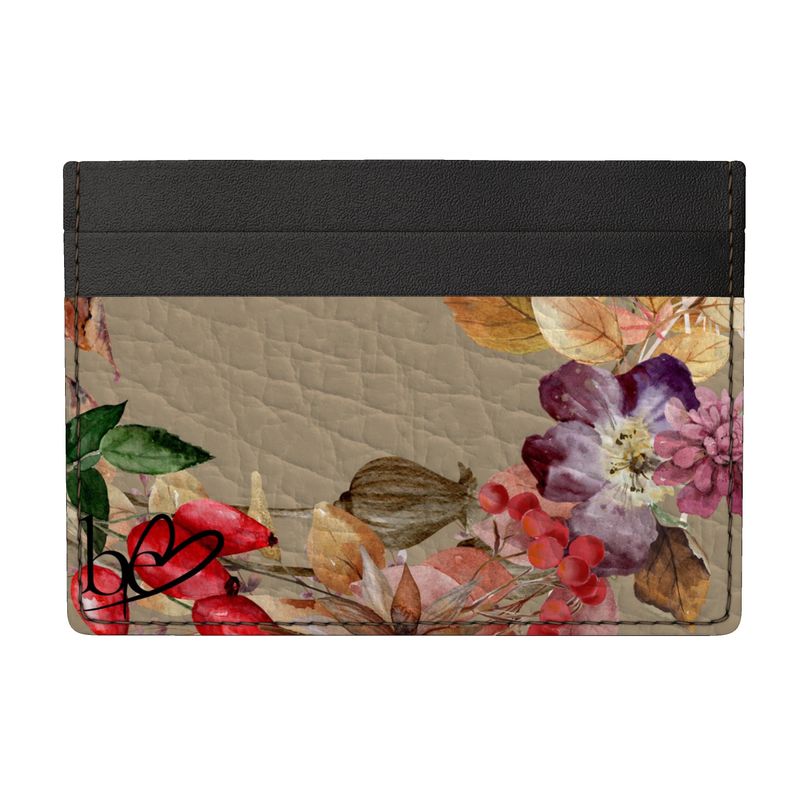 Handgemachtes Kartenetui aus Leder mit Blumenmuster und elegantem Design