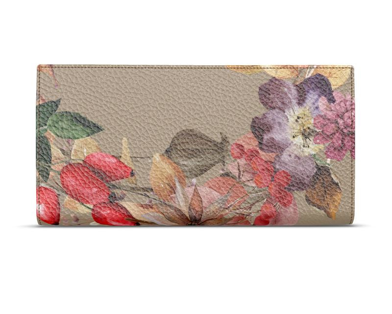 Handgemachtes Reiseportemonnaie aus Leder mit Blumenmuster