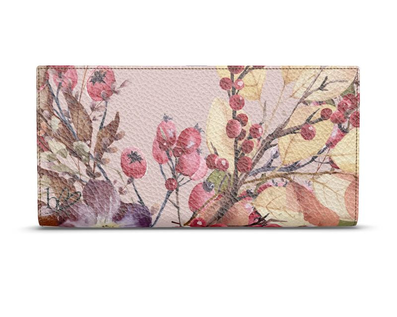 Handgemachtes Reiseportemonnaie aus Leder mit Blumenmuster