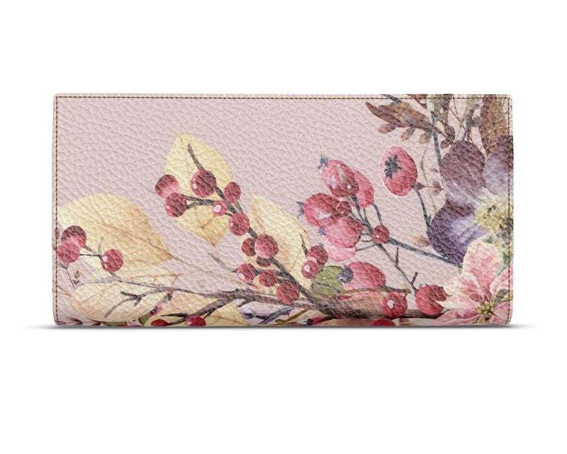 Handgemachtes Reiseportemonnaie aus Leder mit Blumenmuster