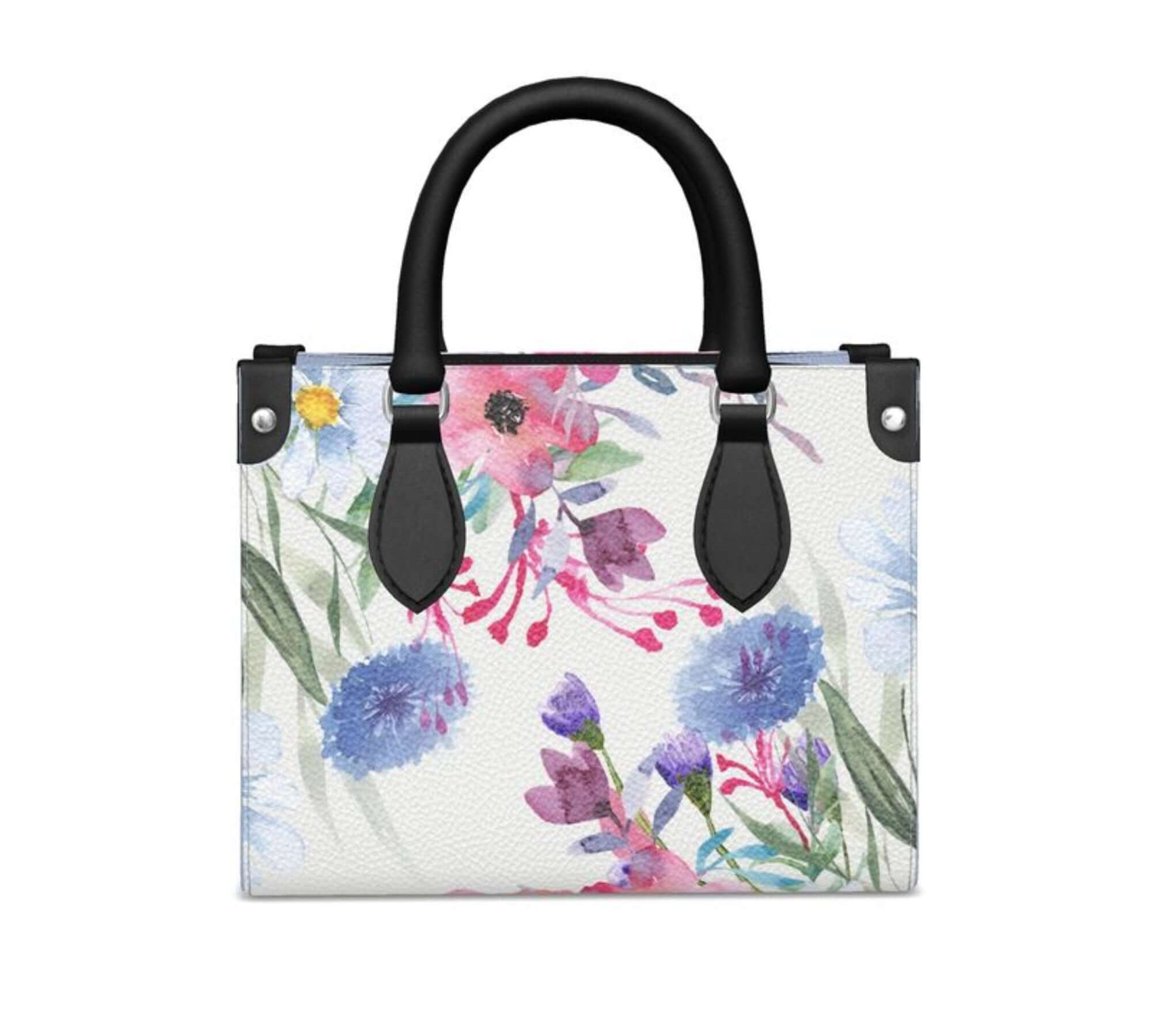 Tote Bag aus Leder mit elegantem Blumenmuster – stilvoll & geräumig.