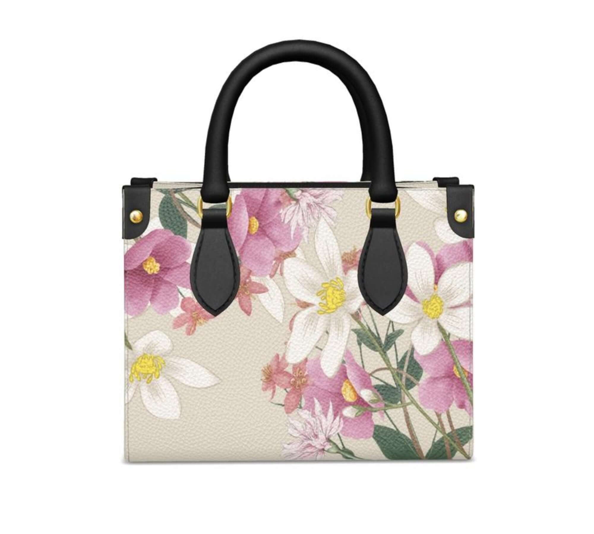 Tote Bag aus Leder mit elegantem Blumenmuster – stilvoll & geräumig.