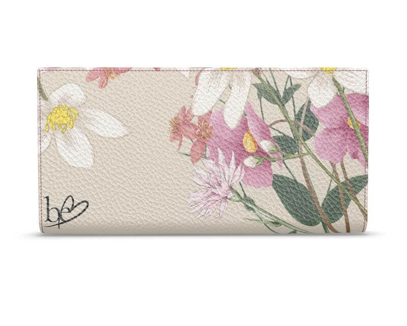 Leder Reise Portemonnaie – elegantes und funktionales Portemonnaie aus hochwertigem Leder mit Blumenmuster