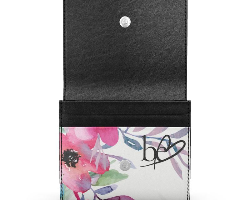 Kompakte, handgefertigte Leder-Geldbörse in buntem Design, perfekt für Damen elegantem Blumenmuster.