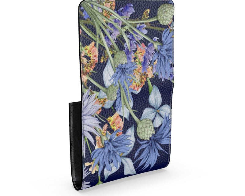 Kompakte, handgefertigte Leder-Geldbörse in buntem Design, perfekt für Damen elegantem Blumenmuster.