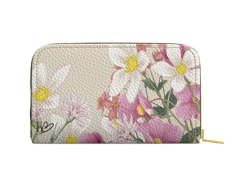 Leder Geldbörse für Damen mit elegantem Blumenmuster – stilvoll & praktisch.