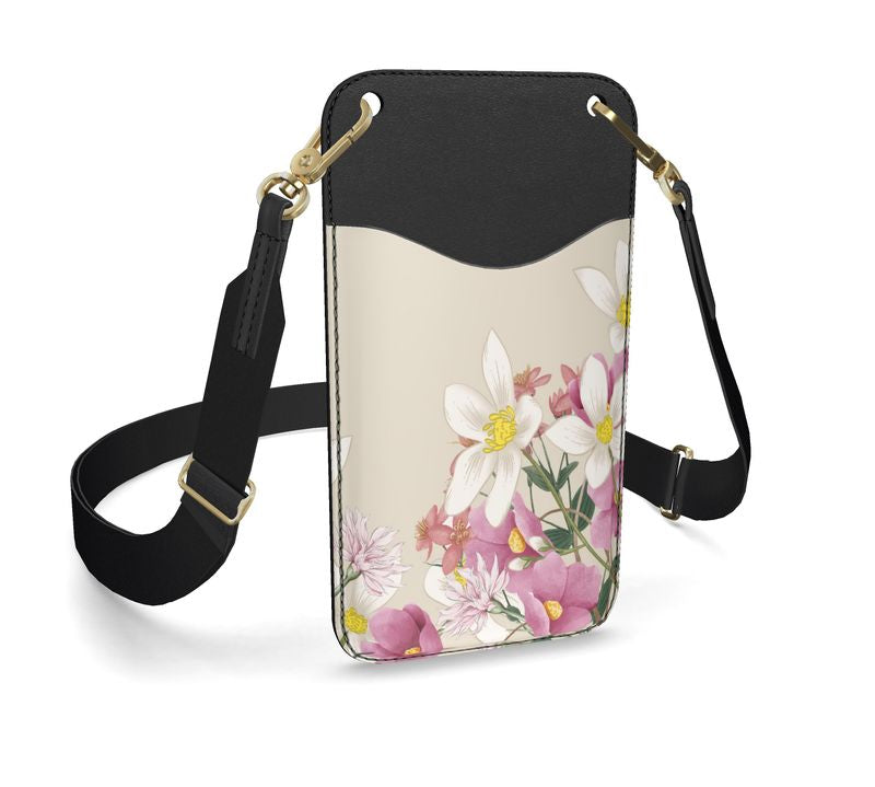 Leder-Handyhülle mit Blumenmuster – stilvoller Schutz für dein Smartphone.
