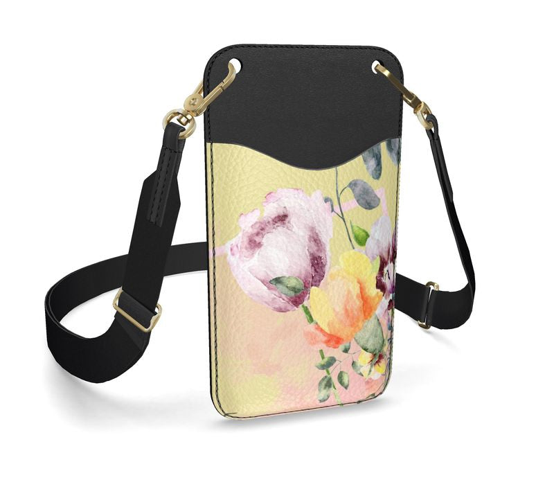 Leder-Handyhülle mit Blumenmuster – stilvoller Schutz für dein Smartphone.