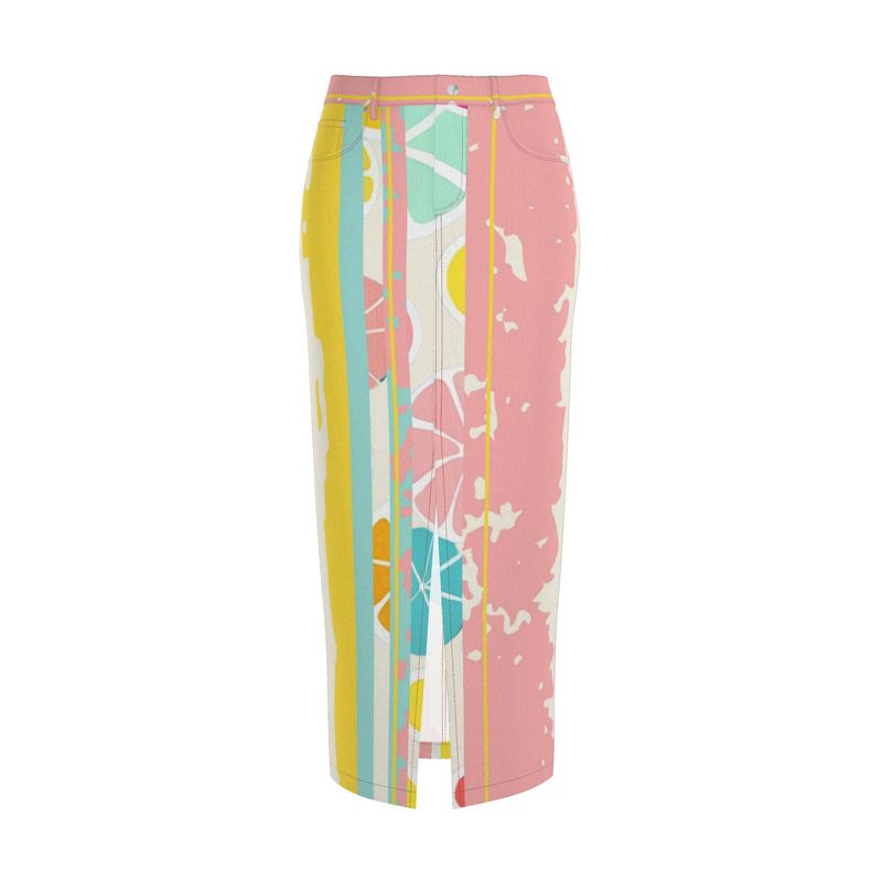 Denim Maxi Rock Lea - mit Schlitz | SUMMER in Pink