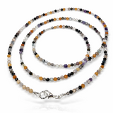 Edelstein Halskette 2in1  - Crystal Daydream - Fluorit, Obsidian & Sonnenstein