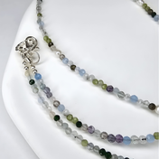 Feine Edelsteinkette mit Mondstein, Fluorit und Bergkristall