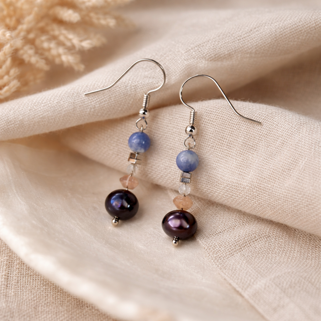 Amethyst Ohrringe mit Sodalith – Iris Nightfall | Handmade