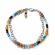 Aqua Dream – handgefertigtes Edelsteinarmband: Mondstein, Aquamarin und Türkis