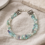 Edelsteinarmband - Aqua Lumina – Amazonit, Fluorit, Perlmutt & Bergkristall