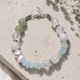 Ocean Spirit - Bergkristall, Aquamarin, Aventurin, grünem Chalcedon, weißer Jade und Süßwasserperlen