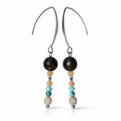 Edelstein Ohrringe - Earth & Sky Drops - Rauchquarz, Mondstein & Labradorit