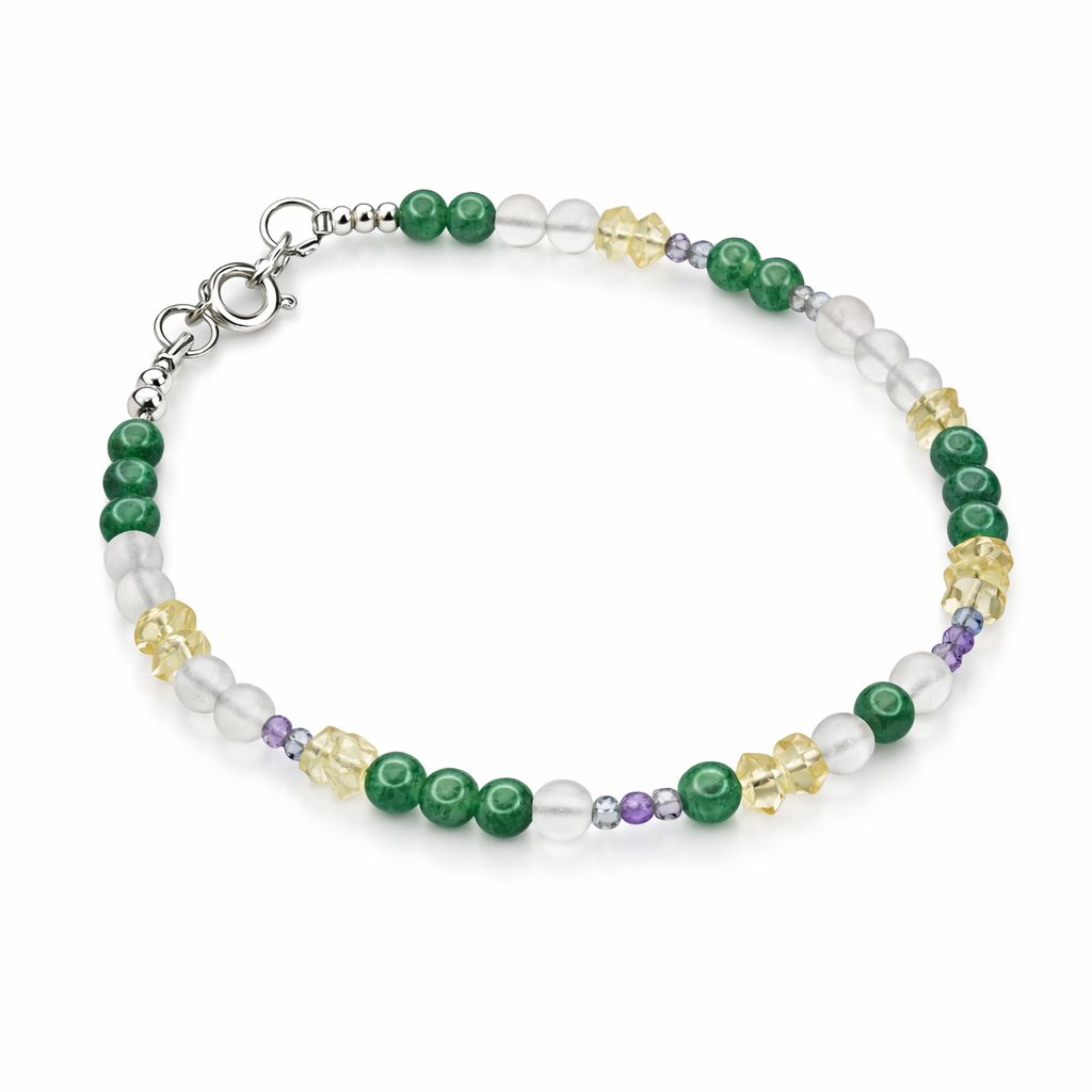 Citrin Armband Geburtsstein November mit Aventurin & Rosenquarz