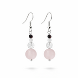 Edelstein Ohrringe - Seraphina Glow - Rosenquarz, Bergrkistall, Mondstein & Granat