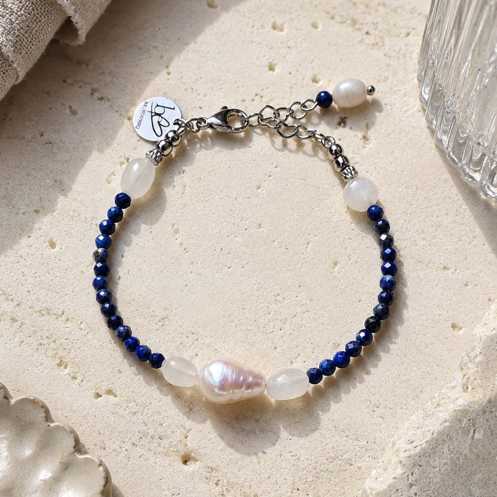 Edelstein Armband Lapislazuli & Mondstein | Sea Breeze Cobalt