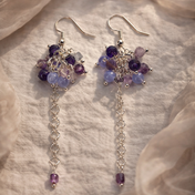 Edelstein Ohrringe -Moonflower Drops - Aquamarin, Amethyst & Fluorit