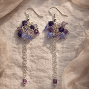 Edelstein Ohrringe -Moonflower Drops - Aquamarin, Amethyst & Fluorit