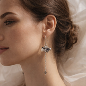 Edelstein Ohrringe -Northern Pearl - Labradorit, blaue Spinell & Süßwasserperlen