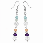 Edelstein Ohrringe Bergkristall, Aquamarin & Amethyst