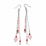 Edelstein Ohrringe - Rosenquarz, Karneol & Bambuskoralle