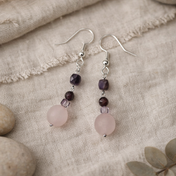 Edelstein Ohrringe - Berry Grace - Rosenquarz, Fluorit & Amethyst