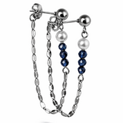 Edelstein Ohrringe Azure Flow – Blauer Spinell & Perlmutt, Unikat Schmuck handgefertigt
