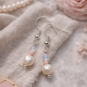 Edelstein Perlenohrringe - Süßwasserperlen & Opal