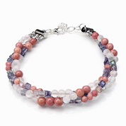 Edelsteinarmband Amora Balance: Rhodonit, Rosenquarz und Fluorit