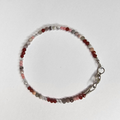 Edelstein Armband – handgefertigt mit Pink Botswana Achat, Carneol, Bergkristall & Bambuskoralle für Stärke, Lebensfreude & Balance