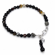 Dark Earth Fusion – handgefertigtes Edelsteinarmband: Onyx, Granat und Tigerauge