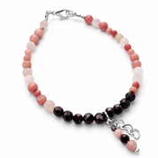 Fire & Blossom – handgefertigtes Edelsteinarmband: Rosenquarz, Rhodonit und Granat