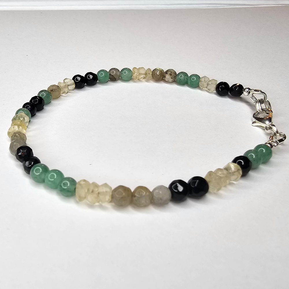 Handgefertigtes Edelstein Armband Golden Aura mit Citrin, Aventurin, Labradorit und Onyx – elegantes Edelstein Armband für Damen, das Stärke, Balance und positive Energie vereint.