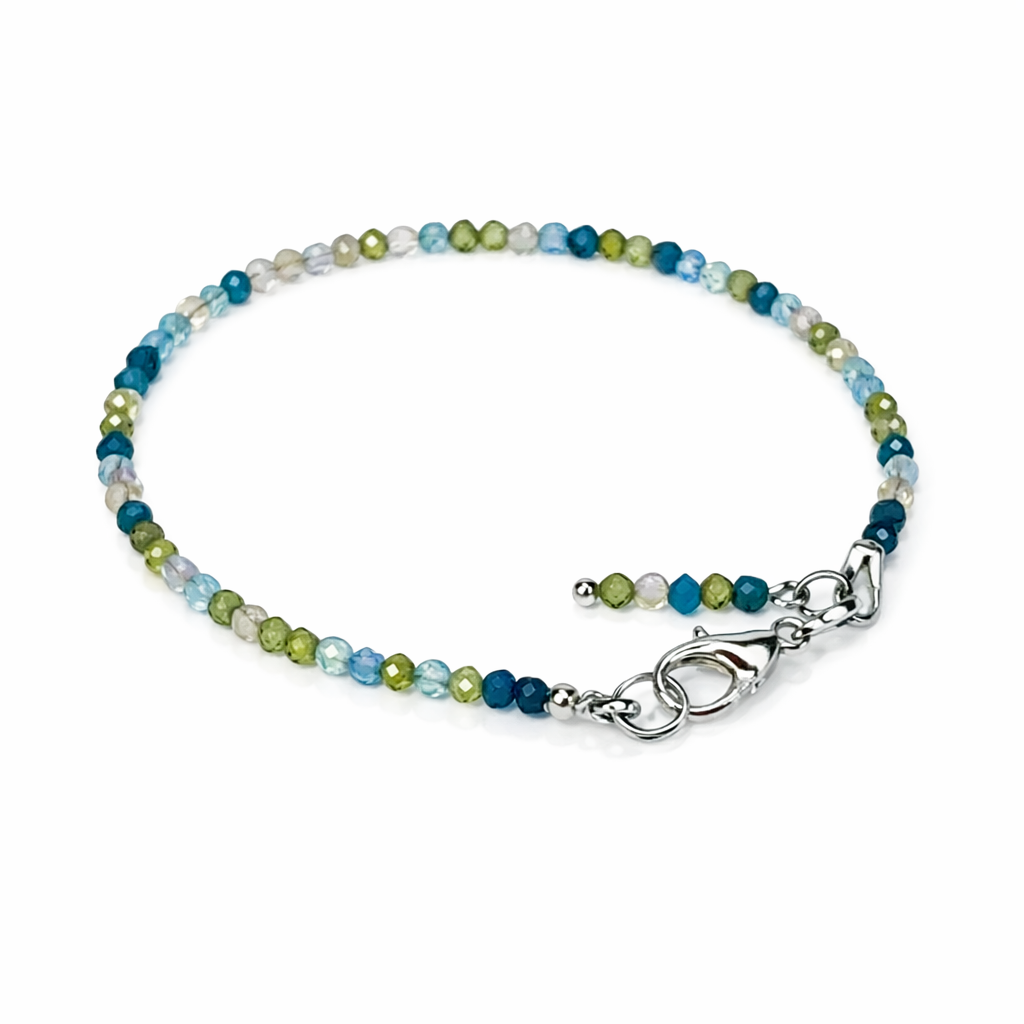 Edelsteinarmband mit Geburtsstein für Damen, Apatit Howlit grüner Sandstein Rauchquarz Fluorit