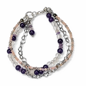 Edelsteinarmband mit Amethyst, Bergkristall, Rosenquarz & Rauchquarz