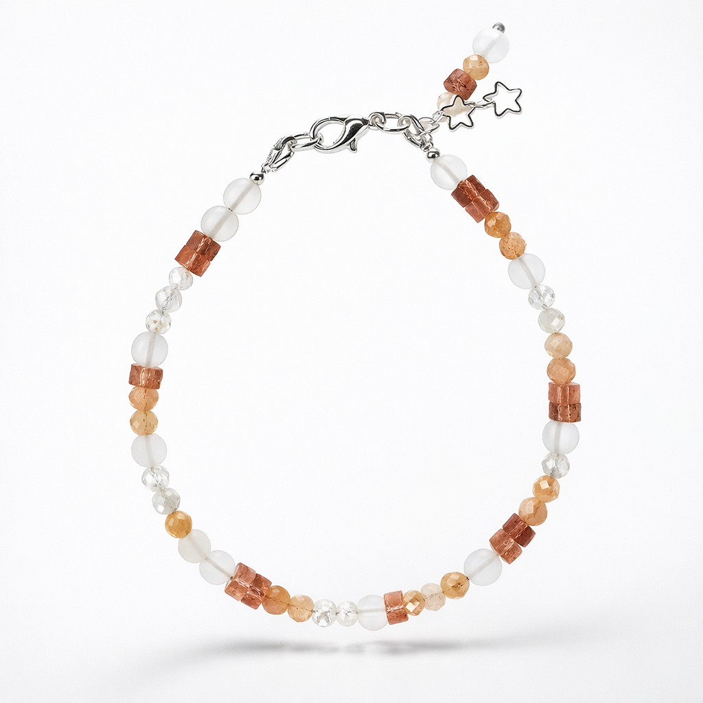 Mondstein Armband mit Bergkristall & Morganit - Heartlight Bloom 