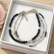 Edelsteinarmband - Lunar Oracle - Malachit, Lapislazuli & Mondstein