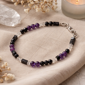 Edelsteinarmband - Midnight Aura - Amethyst, Hämatit & Onyx